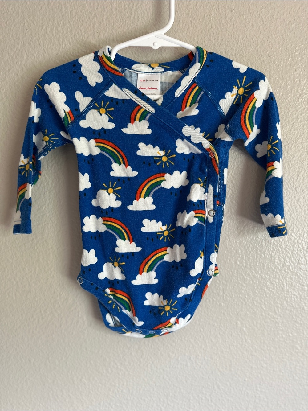 Hanna Andersson size 6-12 months baby long sleeve kimono bodysuit 100% cotton